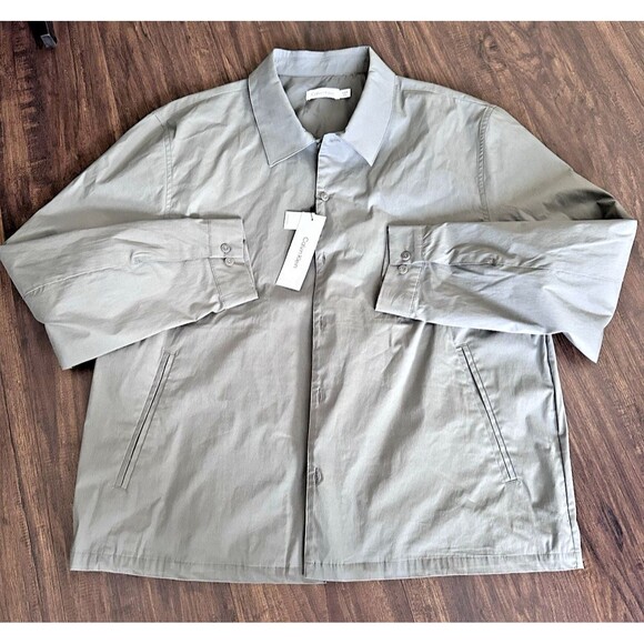 Calvin Klein Men's Long Sleeve Button Up Shirt Jacket Light Olive Green XL